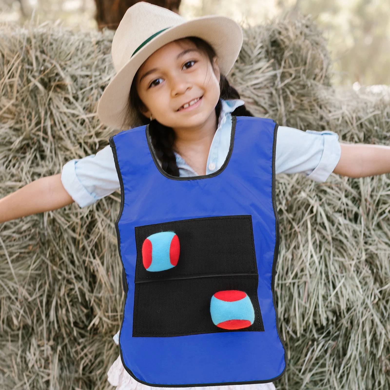 ชุดเสื้อกั๊กพร้อมลูกบอลสำหรับเด็ก เล่นเกมกลางแจ้ง ลูกบอลเหนียว ชุดคอสตูมพร้อมเสื้อกั๊กและลูกบอลสำหรับเด็ก เล่นแบบอินเทอร์แอคทีฟ ของเล่นสำหรับงานปาร์ตี้กลางแจ้ง