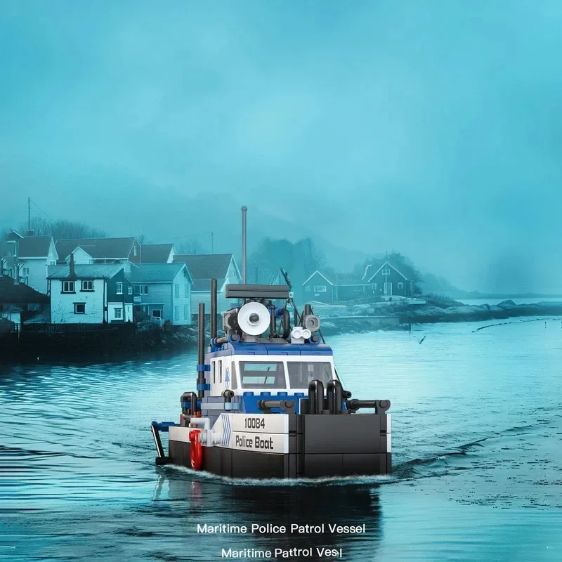 

Конструктор MOULD KING 413 деталей: Многофункциональный полицейский катер, модель судна правоохранительных органов, игрушка для детей и взрослых, подарок