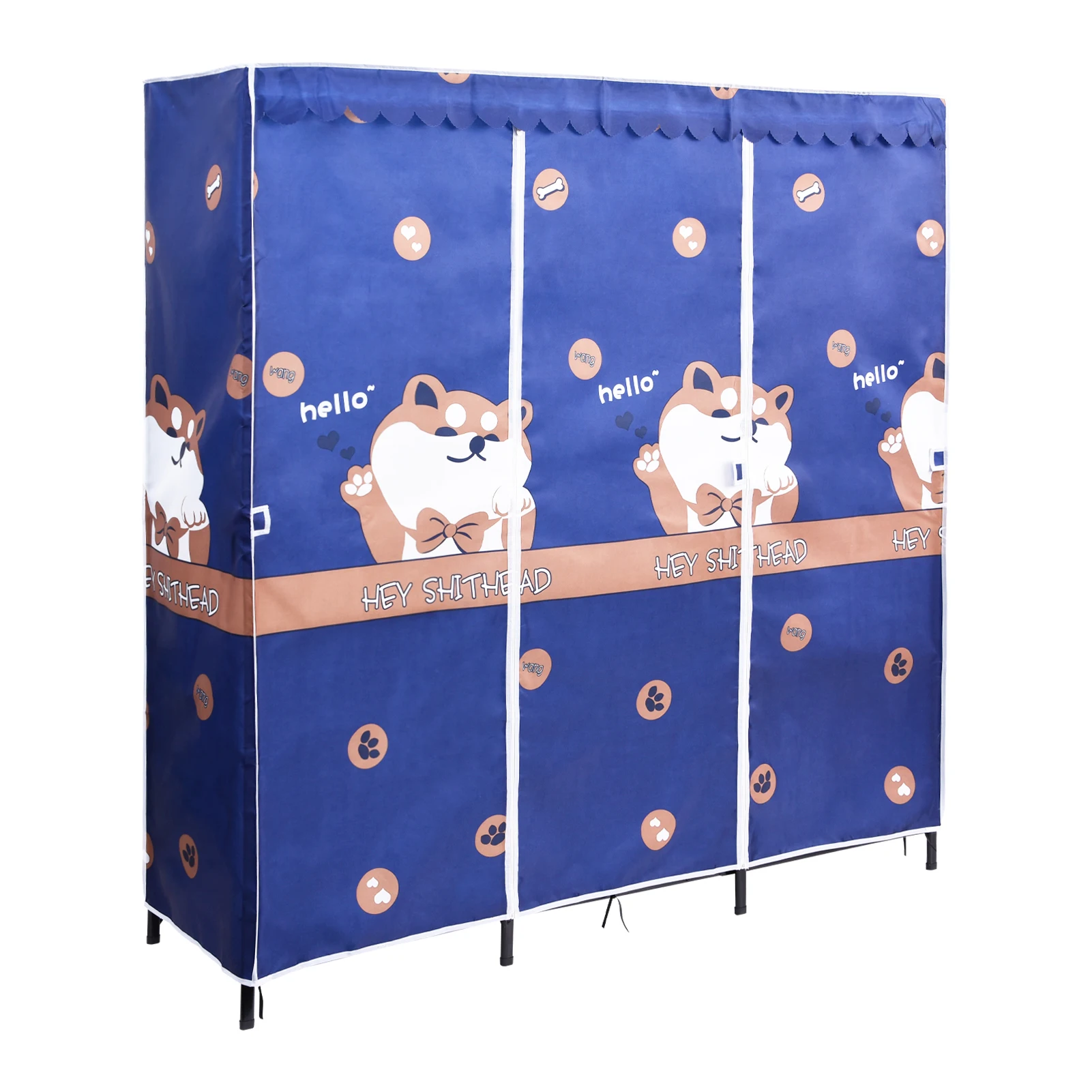 خزانة ملابس قابلة للطي، خزانة ملابس محمولة، خزانة ملابس شديدة التحمل، منظم ملابس 1984.1 رطل مع غطاء من القماش #1