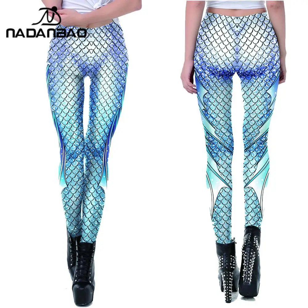 NADANBAO Elegant Mermaid Costumes Women High Waist Fitness Leggings Outdoor Sports Workout Pants Slim Elastic Trousers Bottom