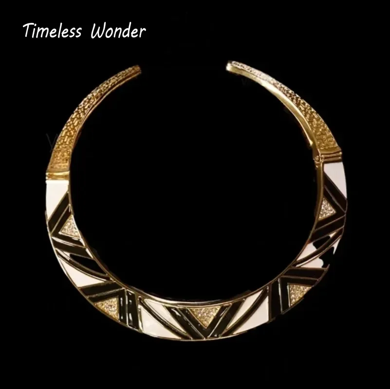 

Timeless Wonder Fancy Enamel Zircon Geo Collar Necklace Women Designer Fine Jewelry Runway Rare Top Luxury Classy Mix 2614