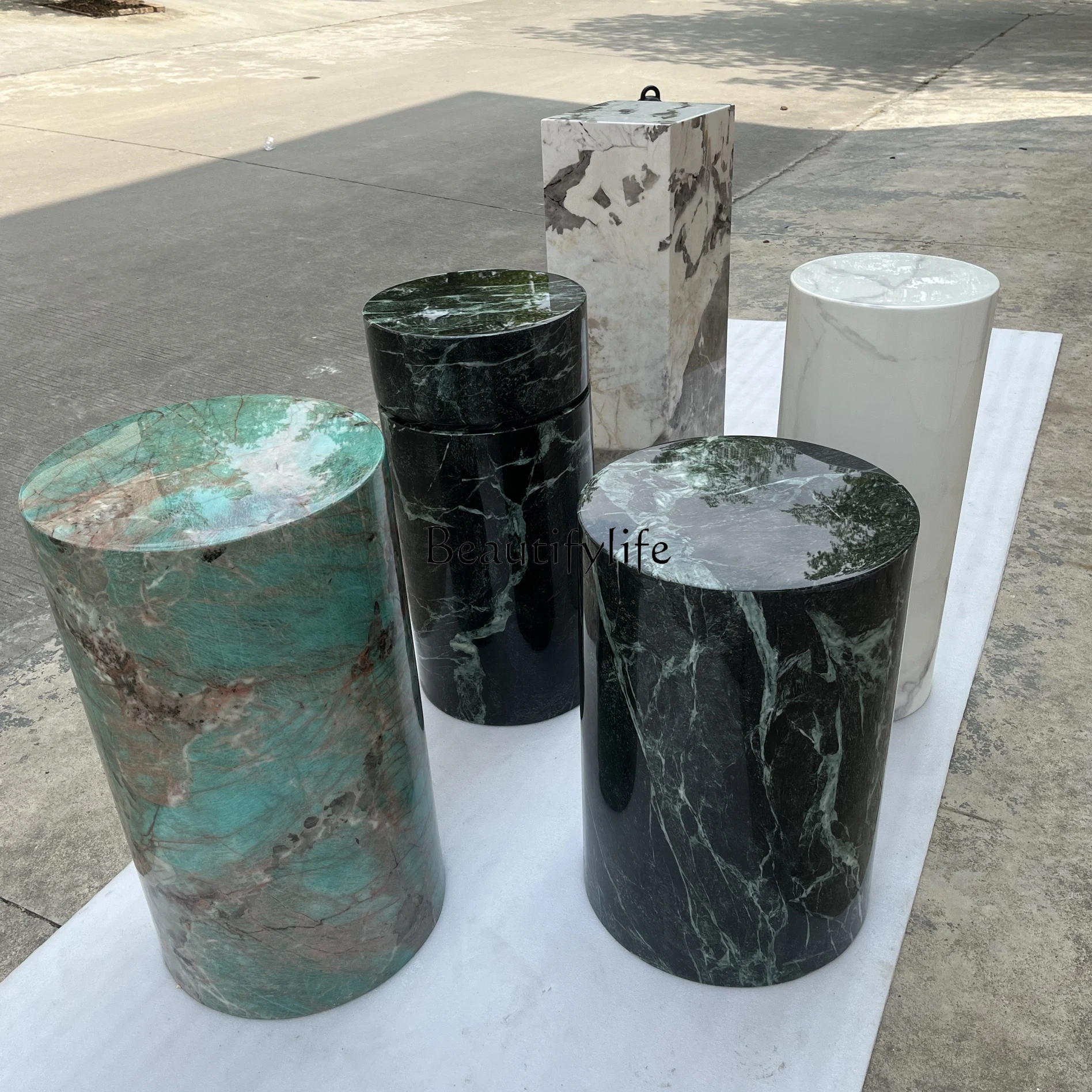 

Marble cylindrical ornament base entrance entrance display stand stone pier living room stone column round pier