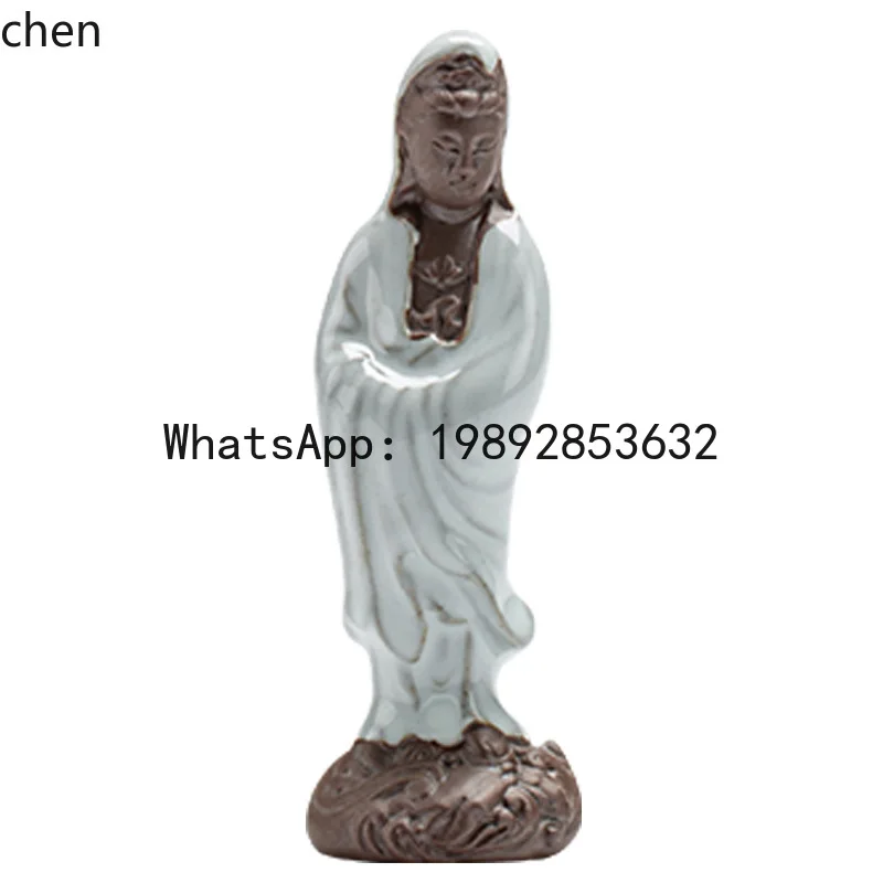

X20ceramic guanyin goddess zen home living room tea pet boutique ornaments creative small ornaments
