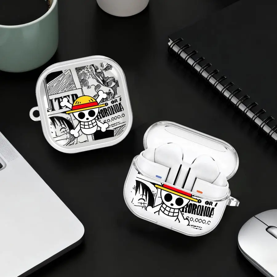

OneS P-ieceS Cool Logo Clear Earphone Cases Cover With Hook Case For Samsung Galaxy Buds 3Pro 2 3 FE Live 2Pro 4Pro 4 Pro