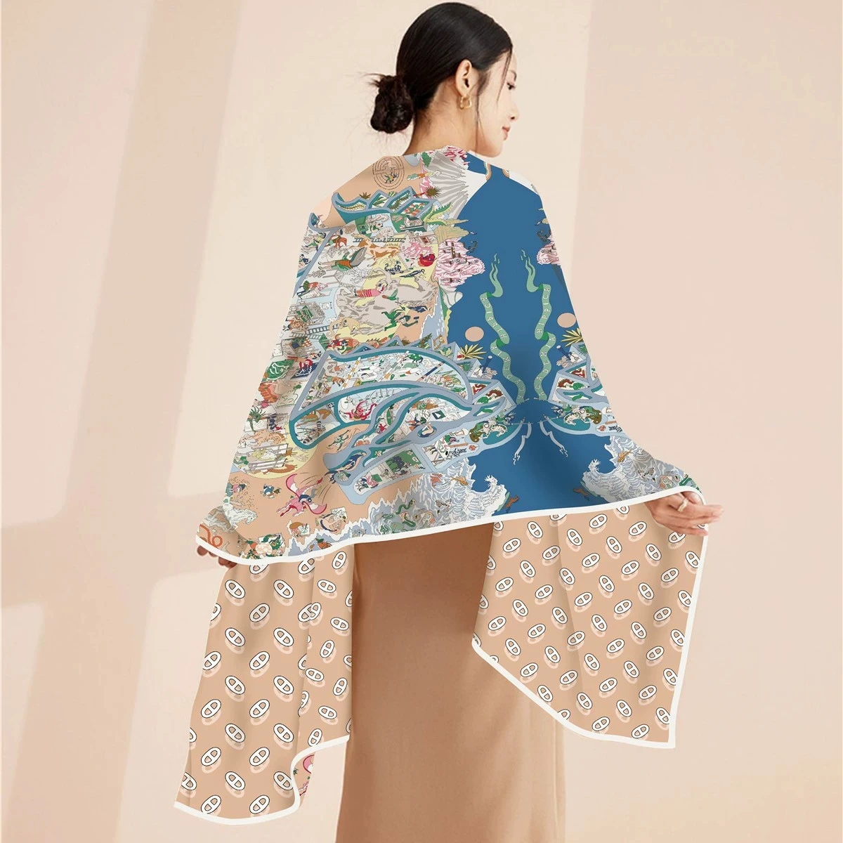 70x180cm Womens Autumn/Winter Printed Double Sided Long Beach Shawl Scarf Wrap Ladies Stoles