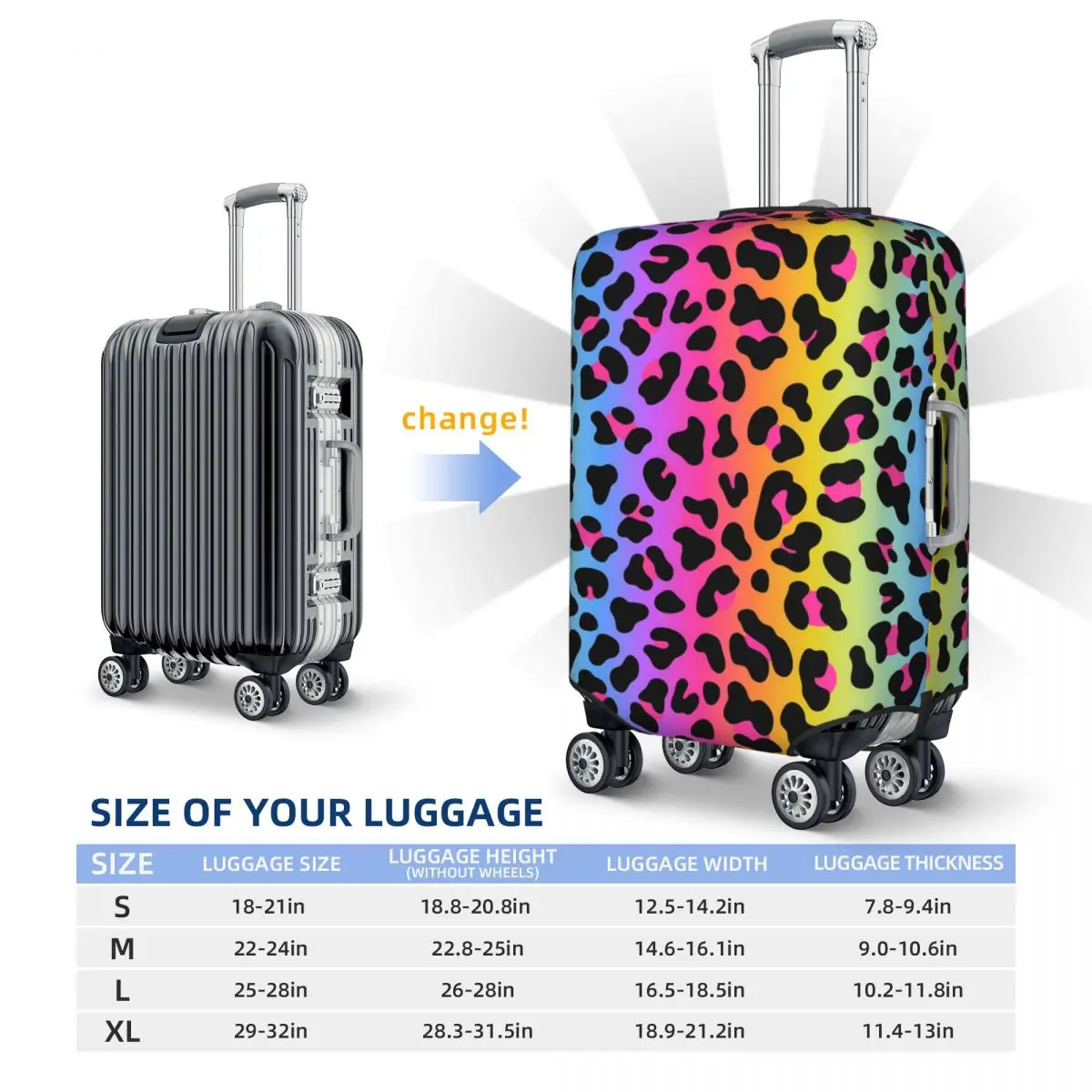 Rainbow Leopard Suitcase Cover Animal Print Business Protection Holiday Elastic Luggage Accesories