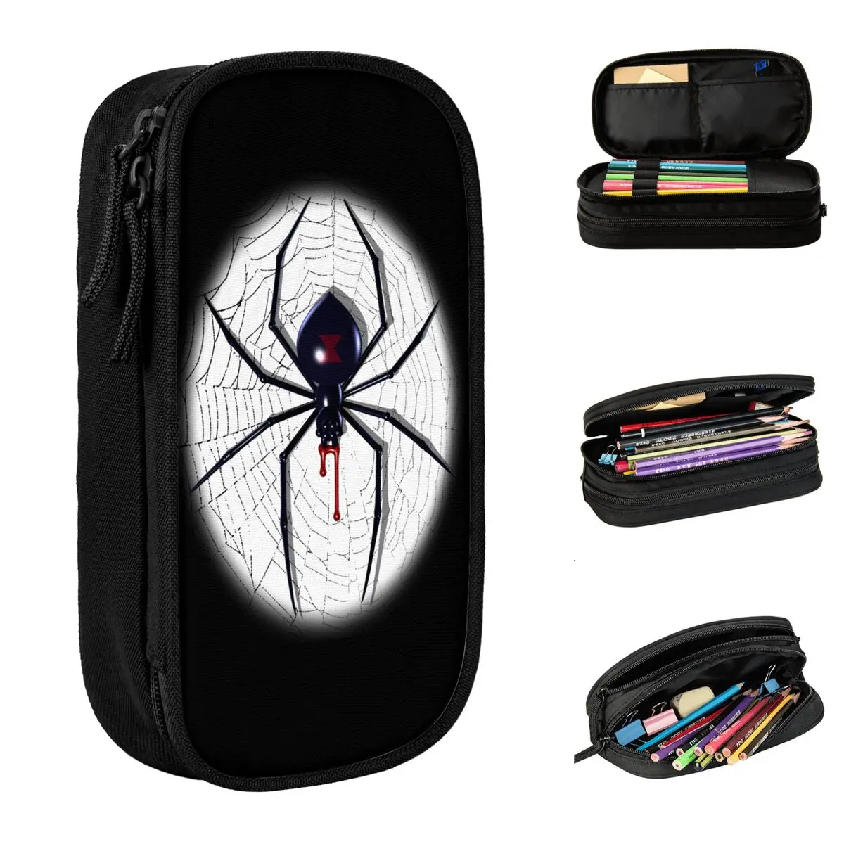 black widow spider flexible pencil cases pen holder for kids grande capacidade bolsa material escolar papelaria presentes novo 01