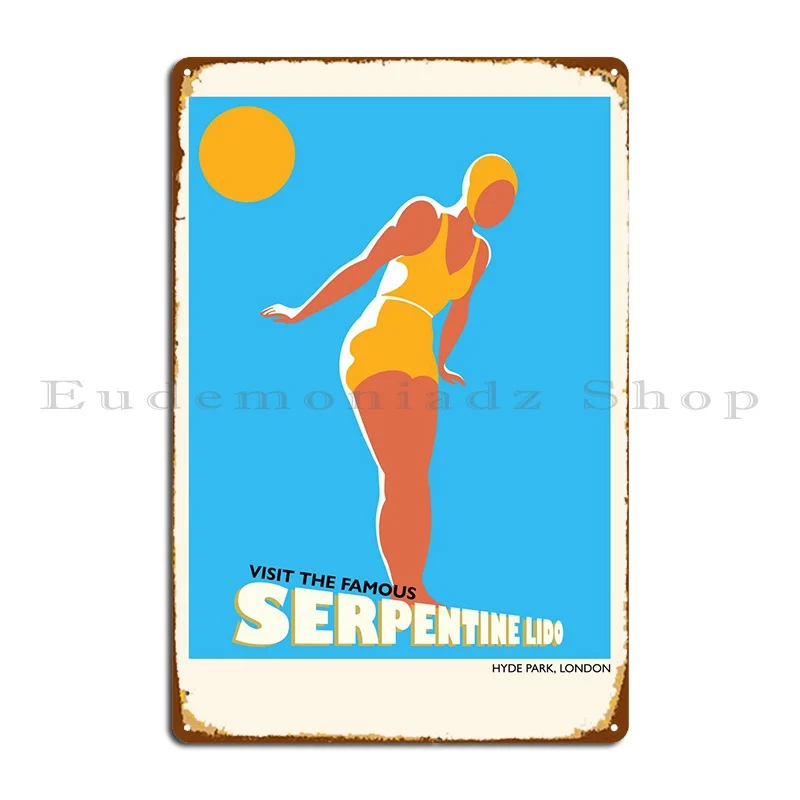 Serpentine Lido Metal Plaque Pub Cinema Wall Decor Printed Wall Pub Tin Sign Poster