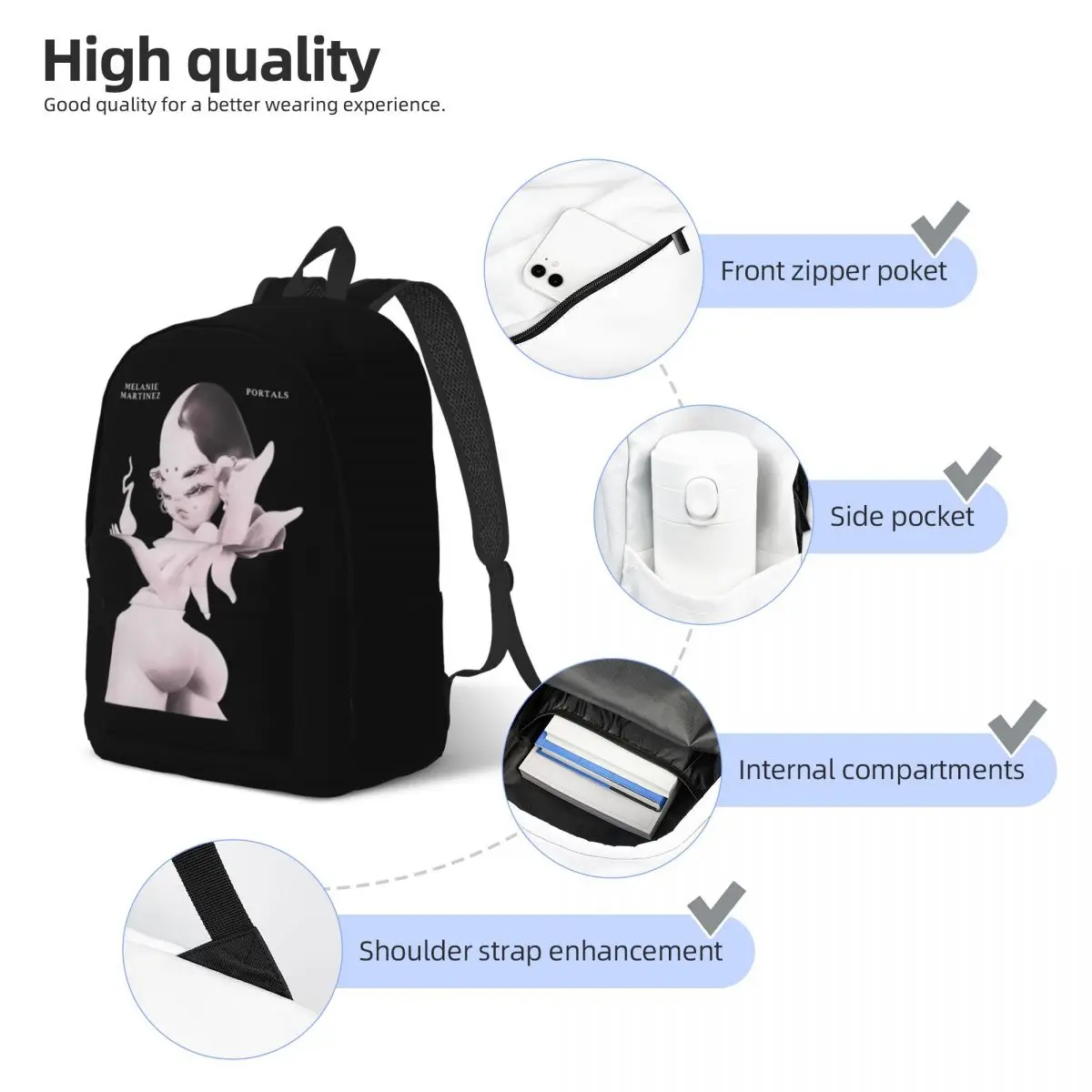 Melanie Martinezs Casual Backpack with Pocket High School Hiking Travel Daypack for Men Women Laptop Shoulder Bag