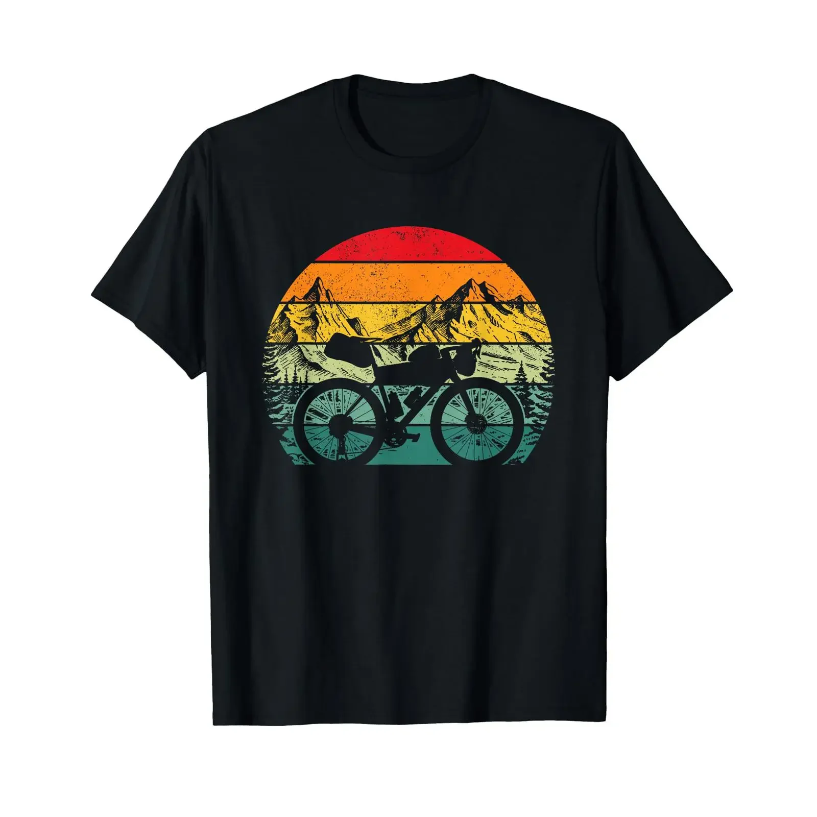 Bikepacking Retro Gravel Bike Bicycle T Shirt black vintage Washed homme Casual Stretched designer clothes fashion Comfortable