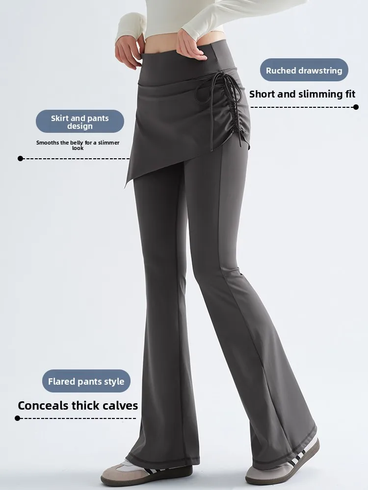 Yogabroek met hoge taille Dames Micro Flare Strakke pasvorm Sportbroek Bovenkleding Rok Casual Fitn Hoog elastisch nylon