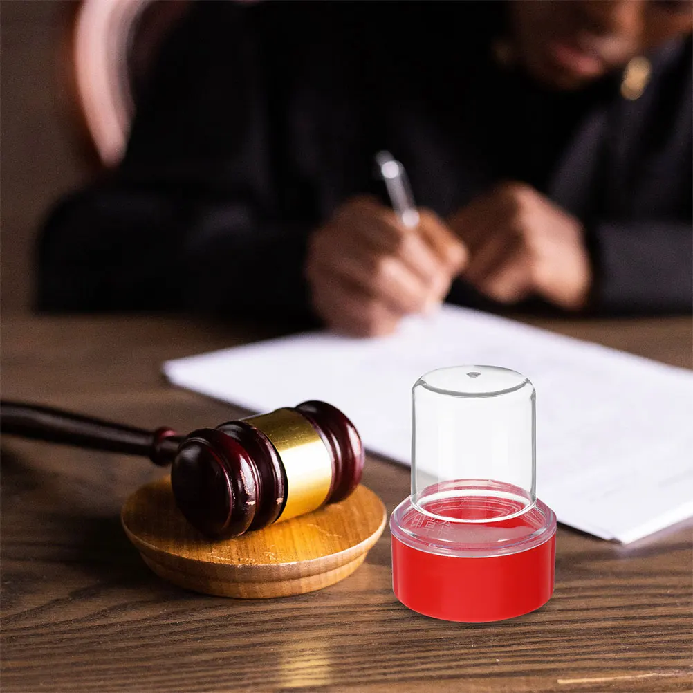 10 Pcs Stamp Box Round Clear Plastic Storage Containers Office Seals Holder Empty Stamper Boxes Portable Multifunctional