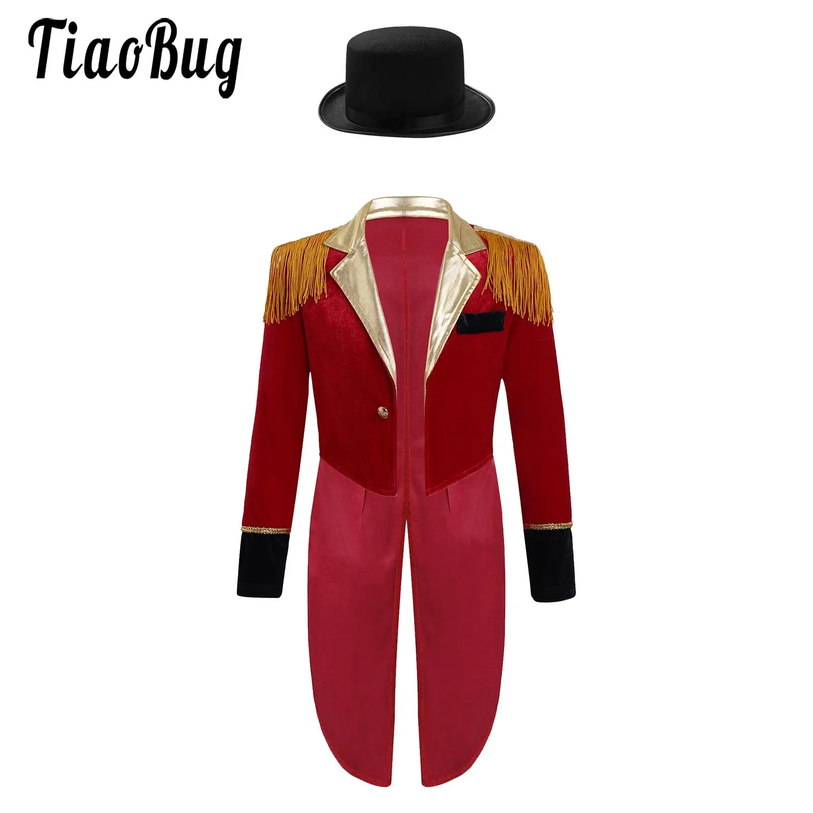 circo-halloween-performance-traje-para-criancas-dress-up-party-manga-comprida-lapela-tassel-tailcoat-chapeu-de-feltro-ringmaster-cosplay-meninos