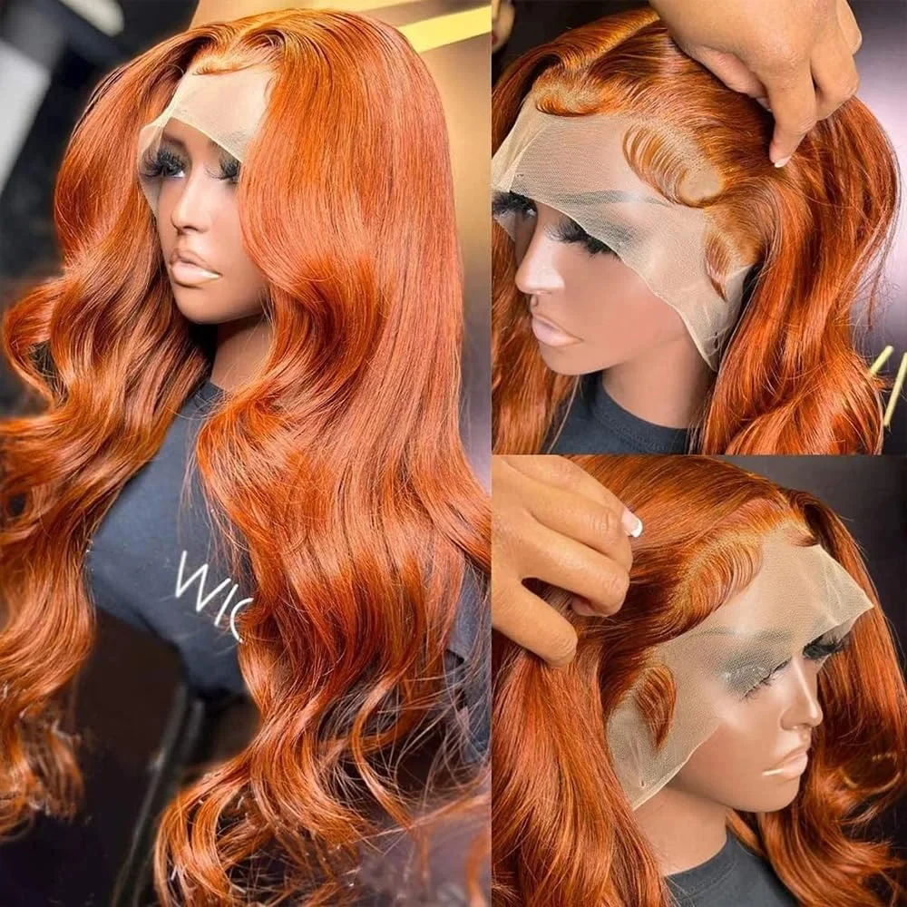 30 40 Inch Body Wave Ginger Orange 13x6 HD Lace Front Wigs 200 Density Colored Preplucked Wig 13x4 Lace Frontal Wigs For Women