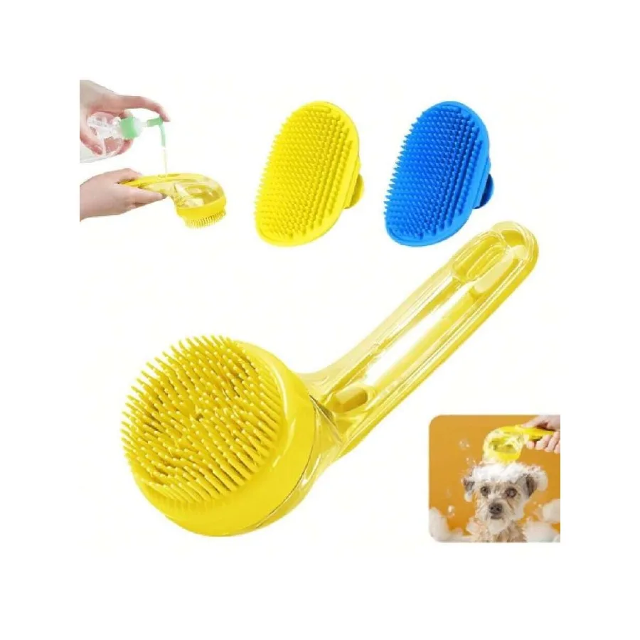 

【New style】3Pcs Bath Brush, Scrubber, Shampoo Bubble Maker, Paw Washer, Grooming Massage Brush With Adjustable Ring Handle For