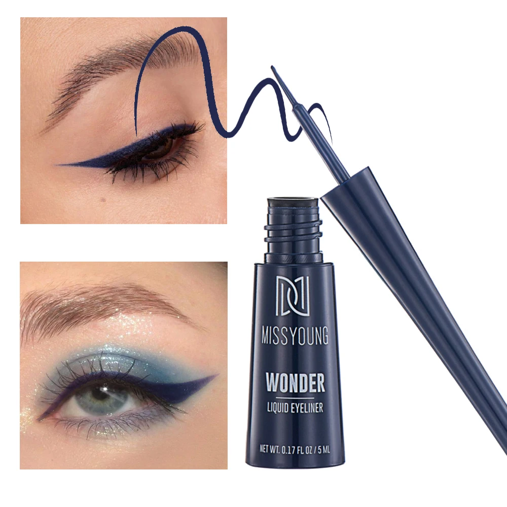 3-Color Matte Eyeliner In Grey Blue Black For Gray Look Waterproof Fade-Proof Formula Easy To Apply Brush Y2K Liquid Eyeliner