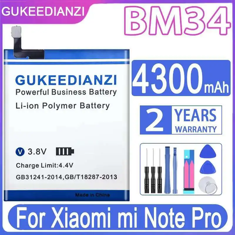 

Mobile Phone Battery Reliable Replacement BM34 For Xiaomi MI Note Pro High-Capacity 4300Mah