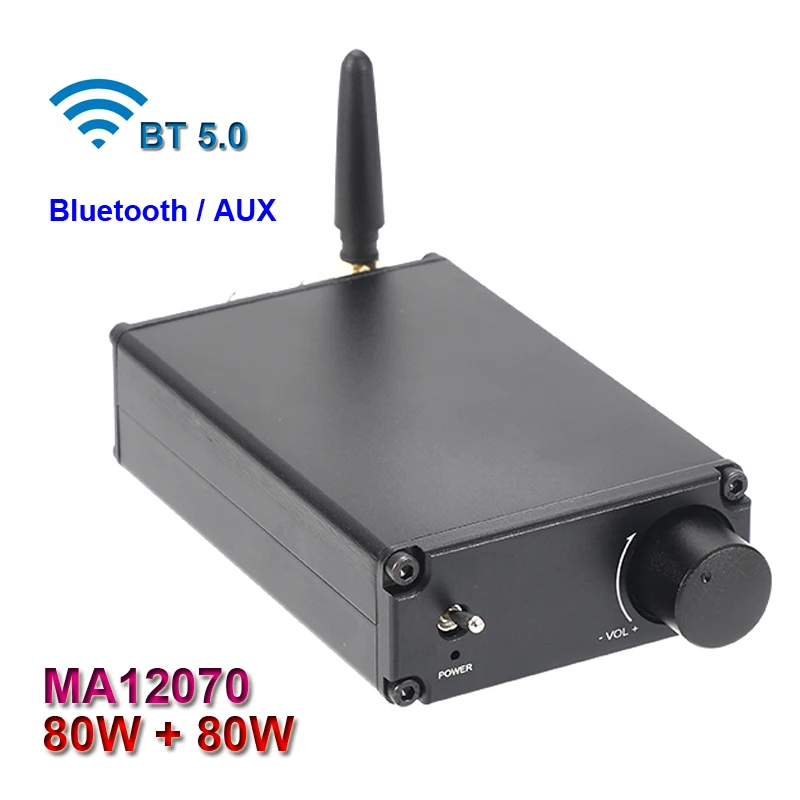 80W+80W Infineon MA12070 Digital Audio Power Amp Bluetooth 5.0 HiFi Stereo Class D Aux Amplifier