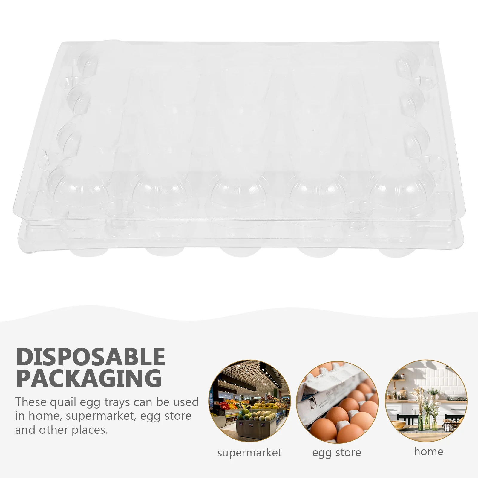 

50Pcs Transparent Quail Egg Tray Plastic 20 Grid Egg Dispenser Holder Storage Box Organizer for Camping Refrigerator