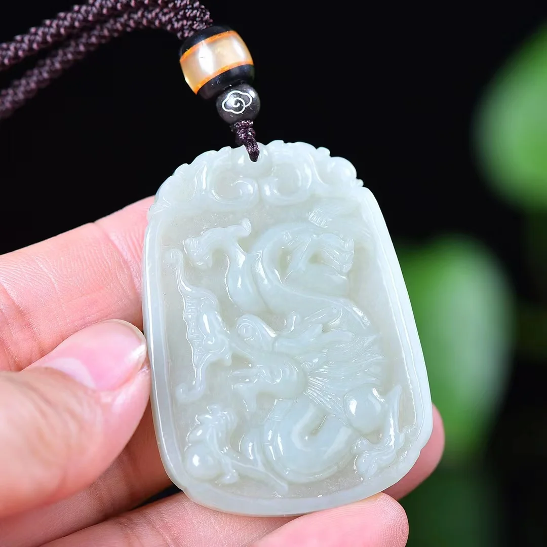 Exquisite Hetian Yuxiang Yunlong Brand Dragon Traveling World Pendant Jewelry 4009#