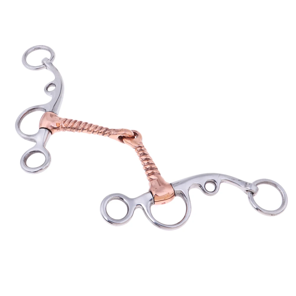 Durable Horse Snaffle Copper Winding Stiff-Bit Copper Wire Wrapped Mouth Stainless Copper Roller Bit For Horse Tack Horse Bits