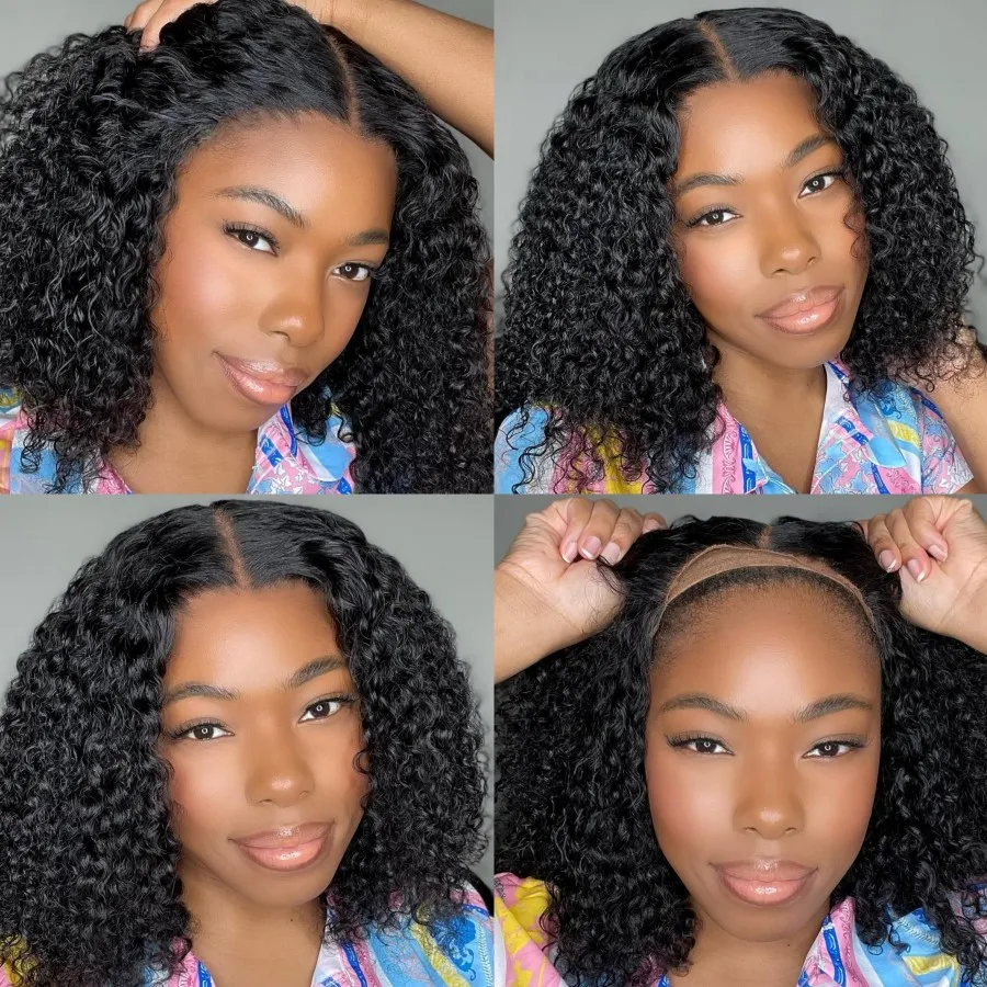 Glueless Brazilian Water Wave Bob Perucas, Cabelo Humano, 13x4 Lace Frontal Peruca, Transparente, Pré-Corte, 4x4 Encerramento Peruca, à venda