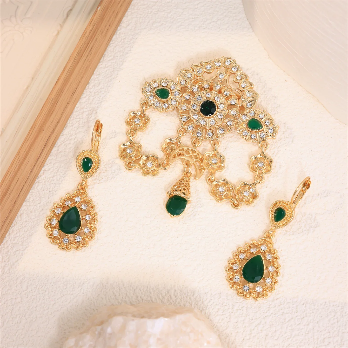 Golden Corsage Earrings Combinationdesign Delicate Small Elegant Moroccan women's Wedding Banquet Accessories