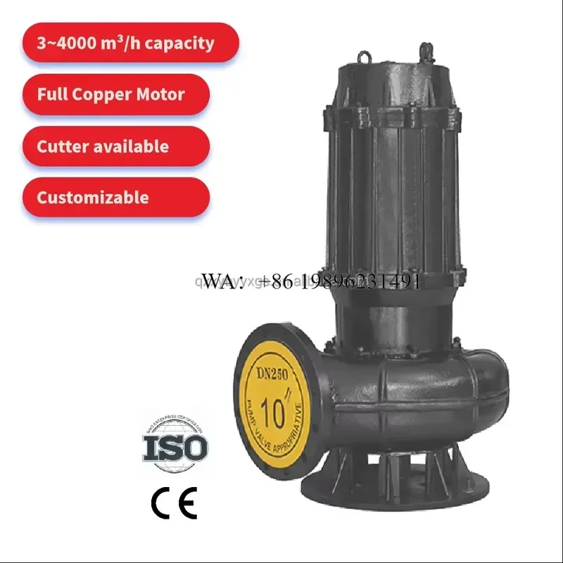 Wmwmnu Wholesale Cast Iron 10-100HP Submersible Sewage Pump with AC Motor for Wastewater Discharge Basin and Sewage Treatment