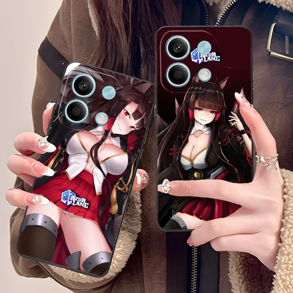 Azur Lane Akagi Mobile Cell Phone Case for Xiaomi POCO M6 M5 M4 M3 X6 X5 X4 X3 F6 F5 F4 F3 F2 C40 Pro GT 5G Black Cover Shell