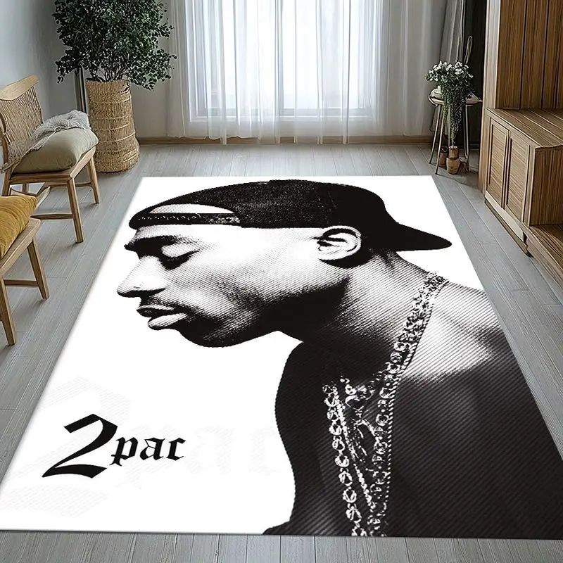 Tupac 2Pac Thug Life West Coast Rap Legend Soft Non-Slip Large Area Rug for Living Room,Bedroom Carpet Mat for Sofa,Home Decor