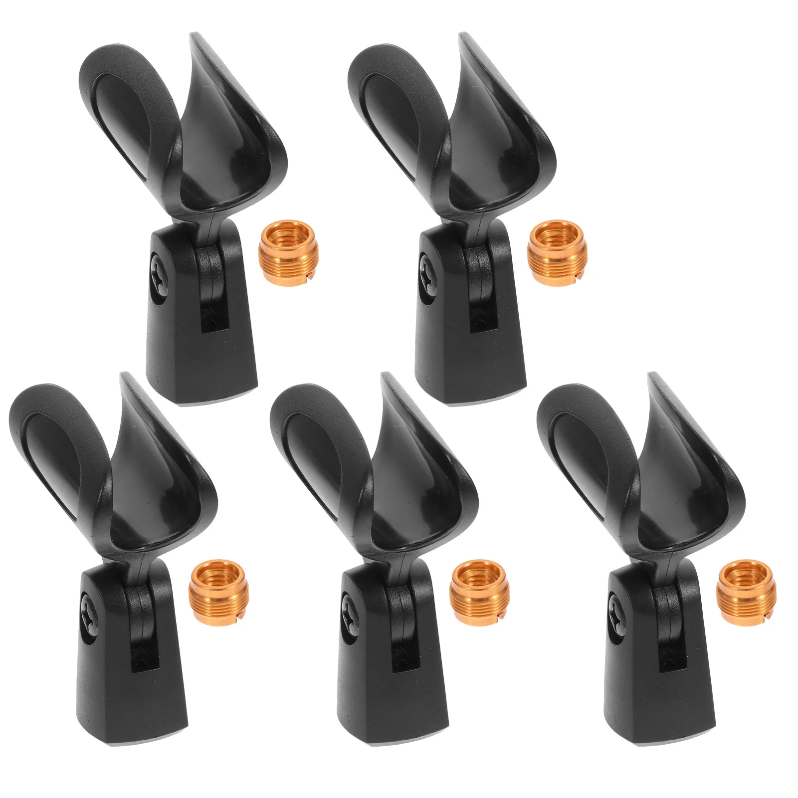 

5Sets Universal Microphone Clips Plastic Adjustable Black Mic Holder Clip Easy Install for Wireless and Vocal Mics