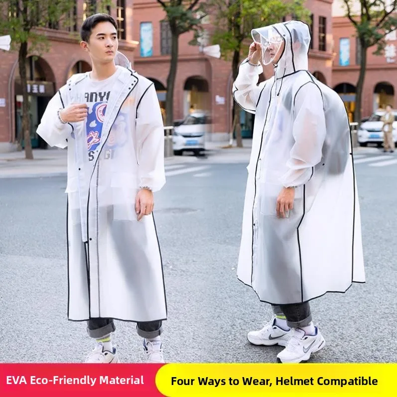 

plus Size Long Raincoat Backpack Unisex Summer Double Brim Hiking Mountain Climbing Rainwear Women's Style Comfortable Fit