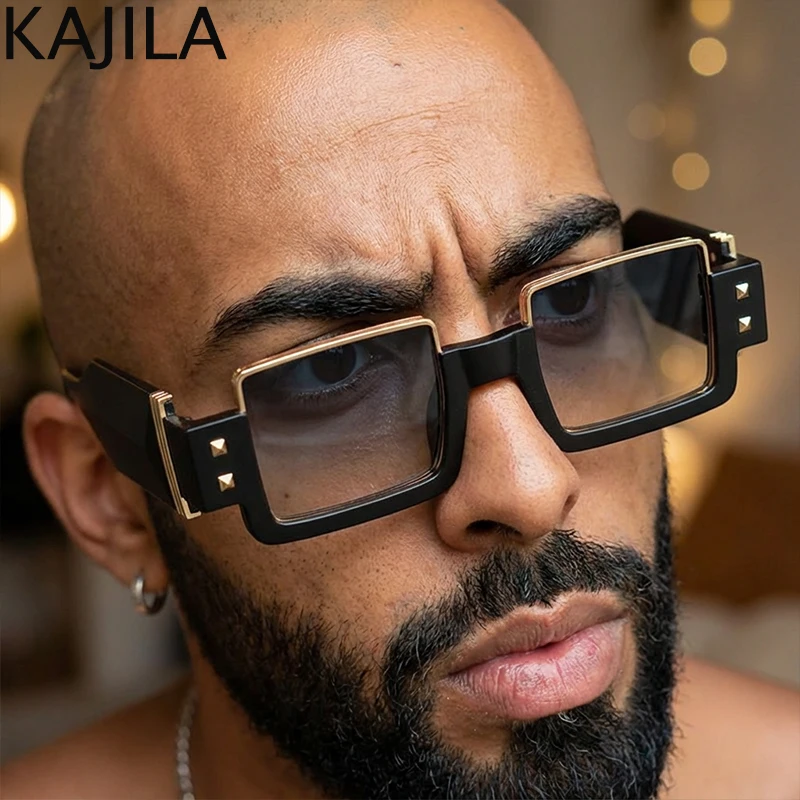 

Vintage Gothic Steampunk Rectangle Sunglasses Men 2026 Luxury Brand Small Punk Sun Glasses For Male Wide Temple Retro Shades
