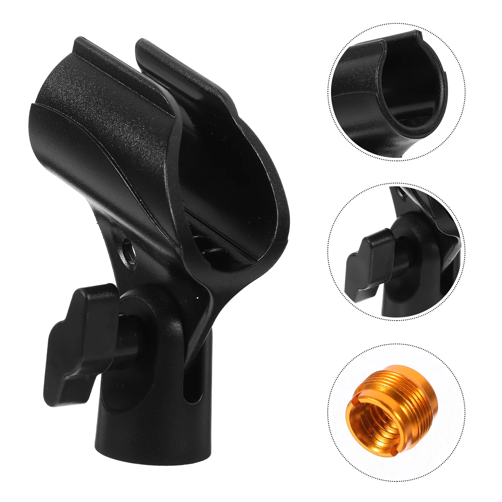 

2Pcs Microphone Clip Universal Mic Holder Plastic Copper Reliable Clamp for Handheld Wireless Microphones Easy to Maintain