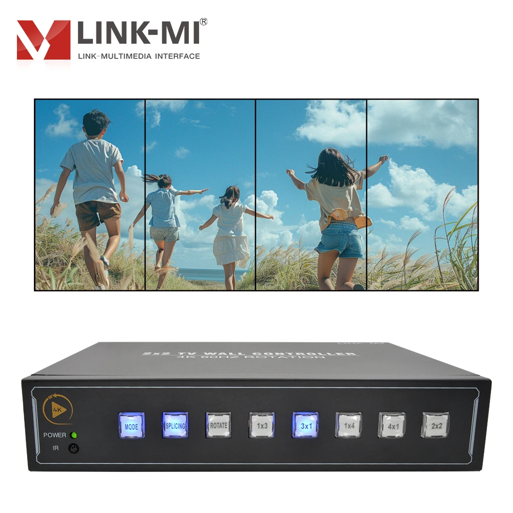 

Промышленный контроллер видеостены с нулевой задержкой 4K HDCP 2,2, совместимый металл для комнаты управления командным центром 2x2, вертикальная раскладка