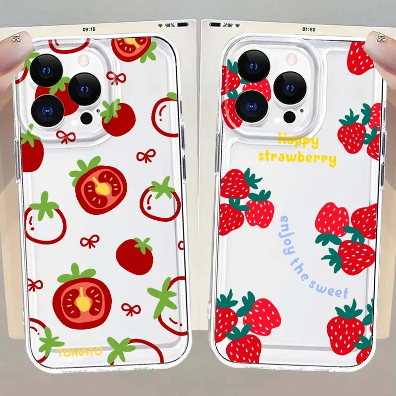 

Fruit Pattern Design Art Phone Case For Apple iPhone 17 16e 16 15 14 13 12 11 Pro Max Plus Mini TPU Soft Transparent