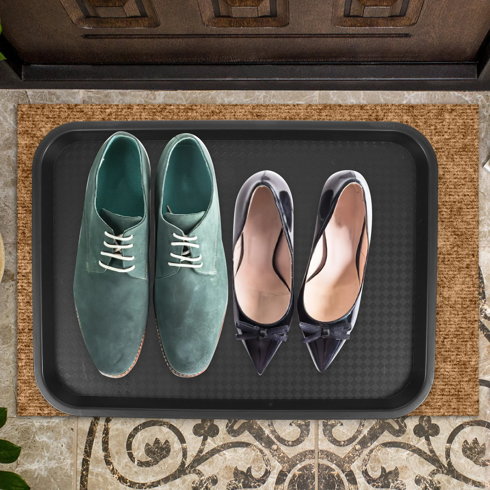 

Rectangle Serving Tray Plastic Household Storage Plate For Entryway Shoes Boot Mat Sundries Potted Plant Car Trunk Organizer