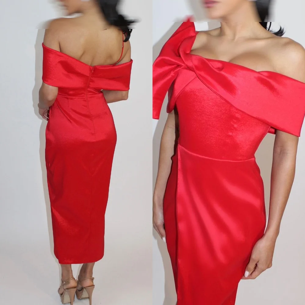 

Customized Temperament Red Evening Dresses High Quality Off the Shoulder Homecoming Dresses Luxury Special Occasion Gowns