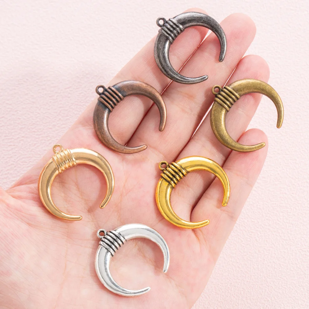 อุปกรณ์เครื่องประดับโลหะผสม DIY จี้พระจันทร์และพระจันทร์เสี้ยวย้อนยุค ต่างหู สร้อยคอ กำไลข้อมือ และจี้