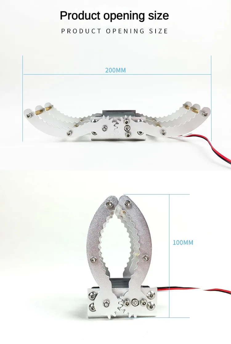 1.5 كجم تحميل مخلب معدني 200 مللي متر افتتاح القابض الميكانيكي عزم الدوران سيرفو سبائك الألومنيوم المشبك قبضة اليد لتقوم بها بنفسك عدة لأجزاء ذراع الروبوت