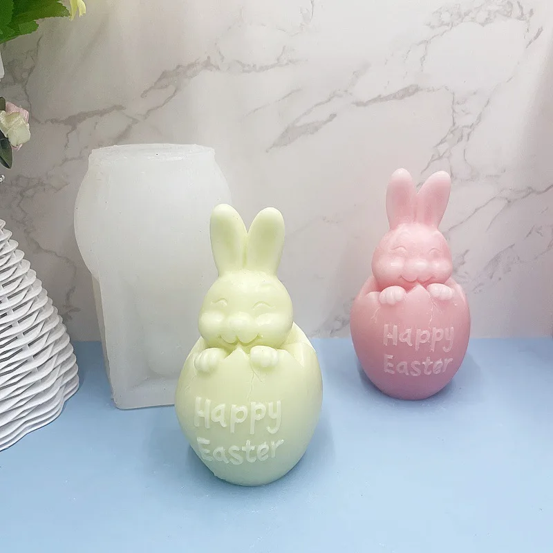 Easter Rabbit Aromatherapy Candle Silicone Mold Plaster Decoration Egg Shell  Resin Handmade Soap Mould