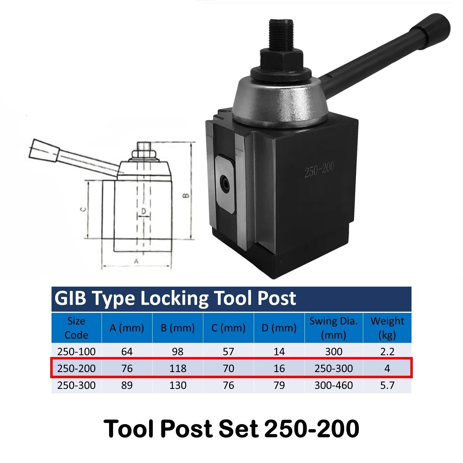 6Pcs BXA Size Piston Type Quick Change Tool Post Holder 250-200 Set for 10\