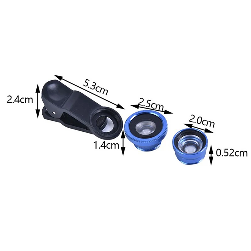 3In1 Phone Wide Angle Fisheye Lens Generic Camera for Smartphone Lens and Clip Macro Camera Sets For Universal Cell Phone