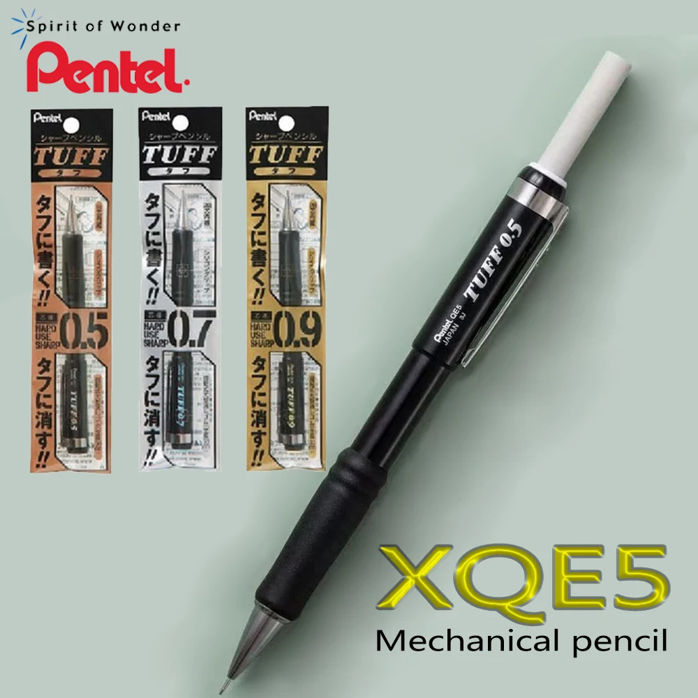 1PC New Japan Pentel Mechanical Pencil XQE5 0.5/0.7/0.9mm Anti Fatigue Pen Grip with An Extra Long Rubber Head School Stationery