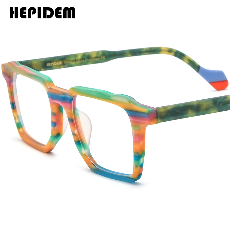 

HEPIDEM Matte Acetate Glasses Frame Men 2023 Colorful Retro Square Women Eyeglasses Spectacles Eyewear 9287