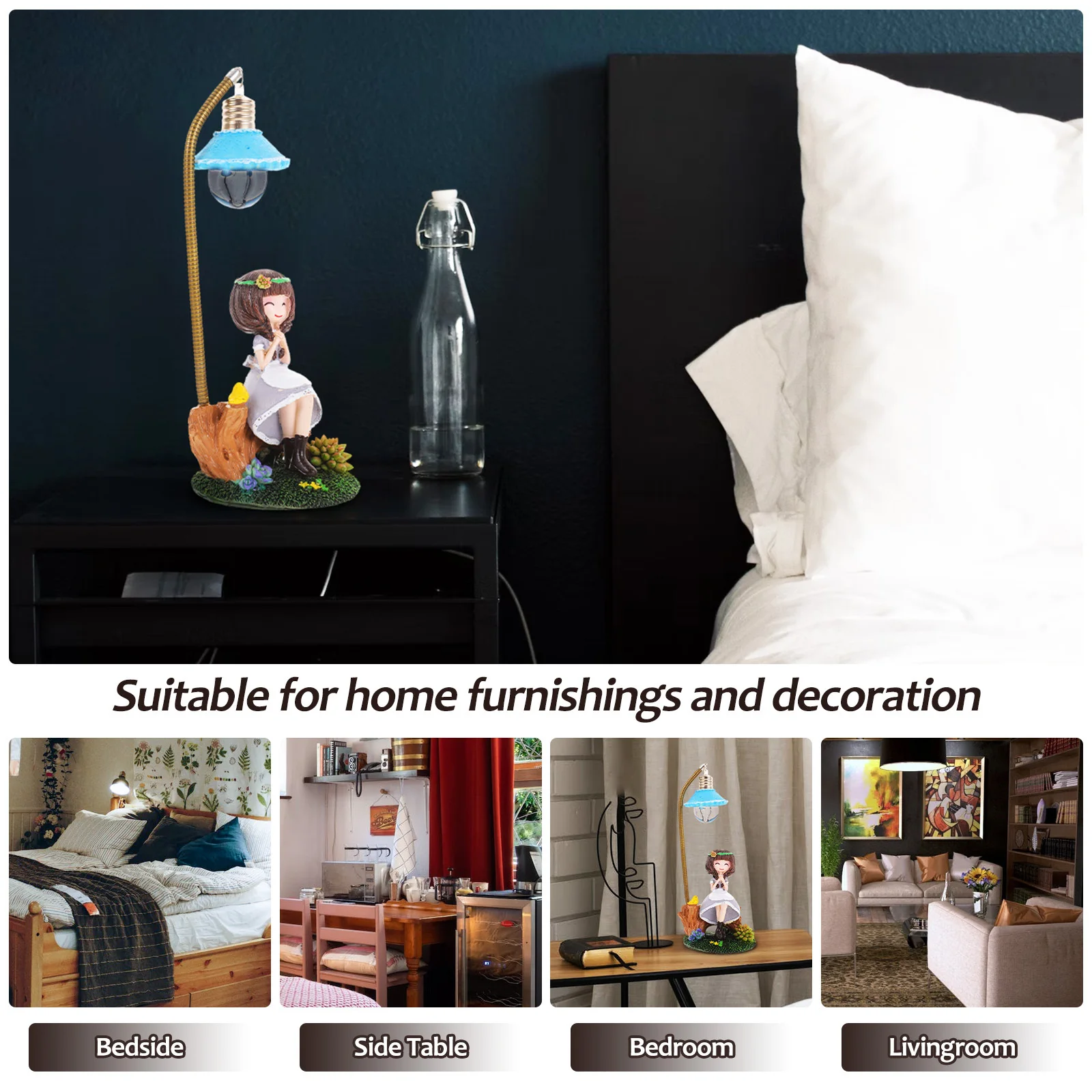 

Cartoon Bedside Resin Night Light Small Size Gentle Glow for Nursery Room Decoration Creative Night Lamp Nightlight for and