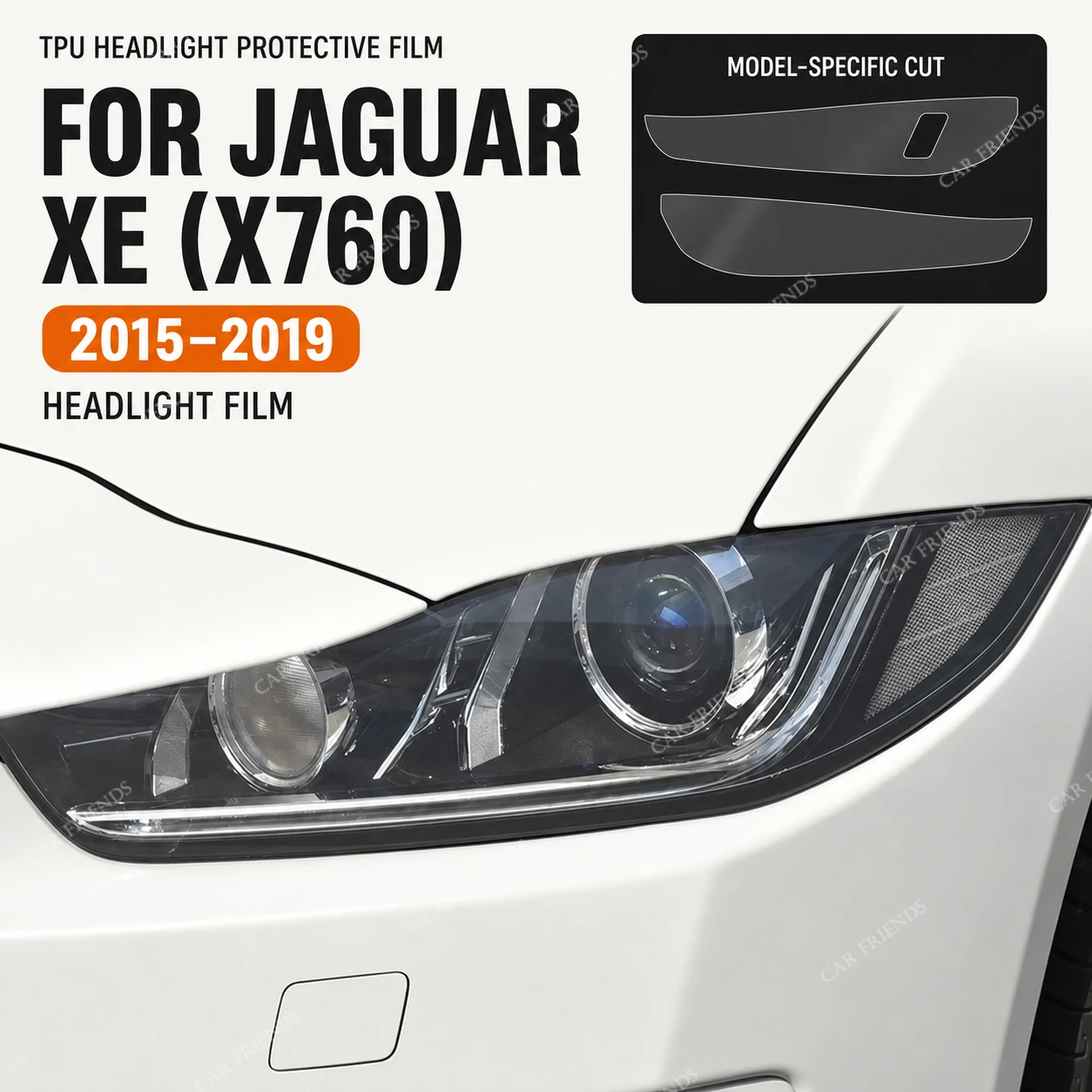 1 Set Custom Fit Pre-Cut Smoked Black TPU Headlight Taillight Fog Light Protective Film for Jaguar XE X760 2016-2020