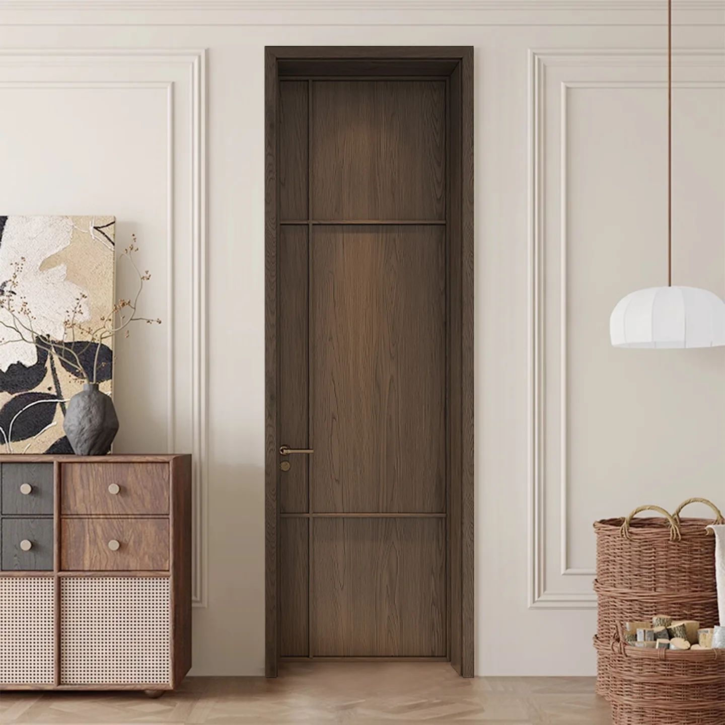 Song's aesthetics medium and ancient style, North American Ousong solid wood door