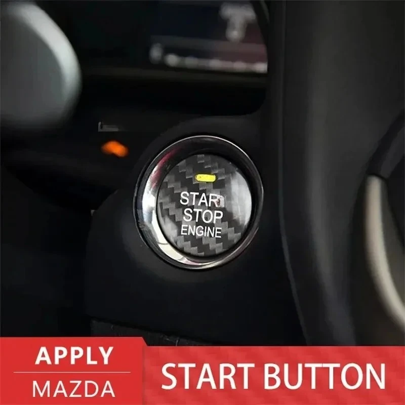 

For Mazda CX5 Real Dry Carbon Fiber Engine Start Stop Button Cover Sticker 2013 2014 2015 2016 2017 2018 2019 modification