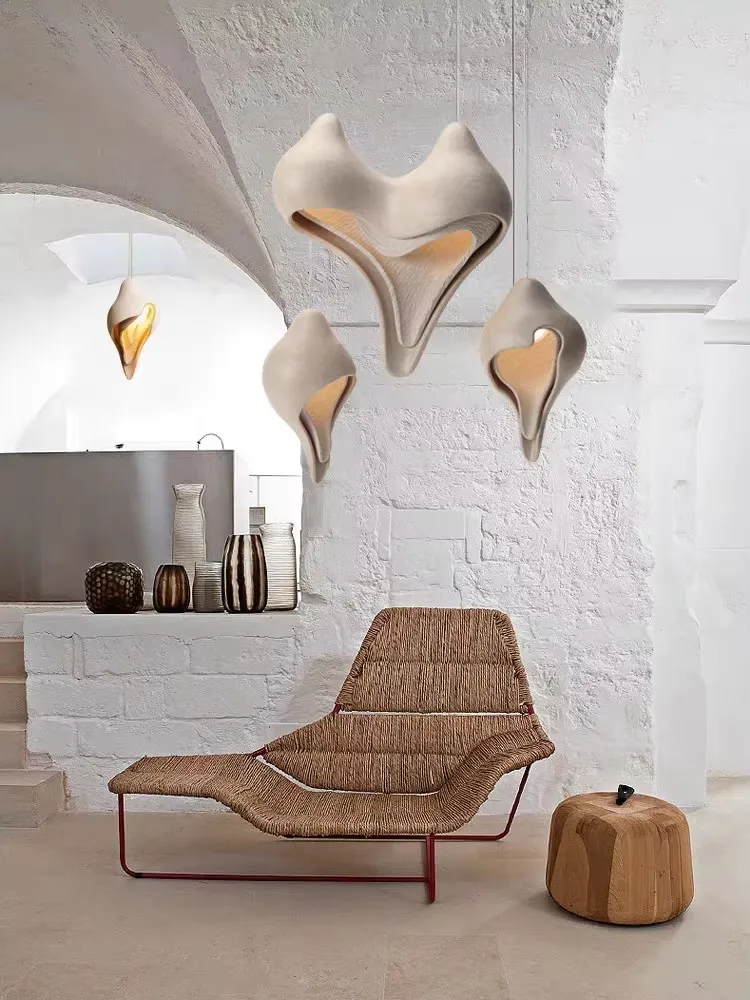 2026 French Gypsum Restaurant Pendant Lamp Living Room Lamp Conch Lamps Wabi Sabi Style New Bedroom Bedside Light Staircase Lamp